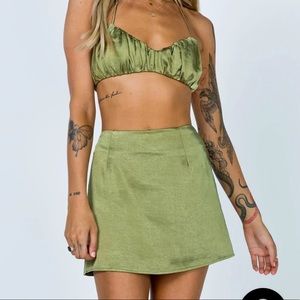 stephanie satin set khaki